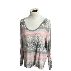 Victoria's Secret Gray & Pink Long Sleeve Pajama Top XL
